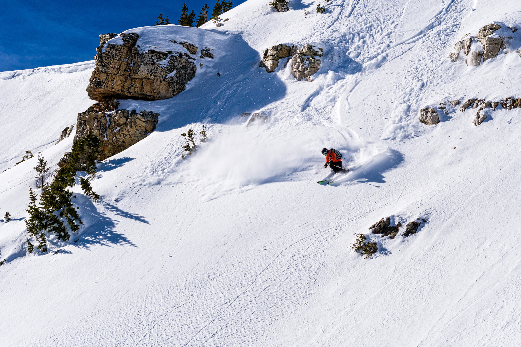 Sony a6300 + Sony FE 50mm F1.8 sample photo. Backcountry skiing sick line photography