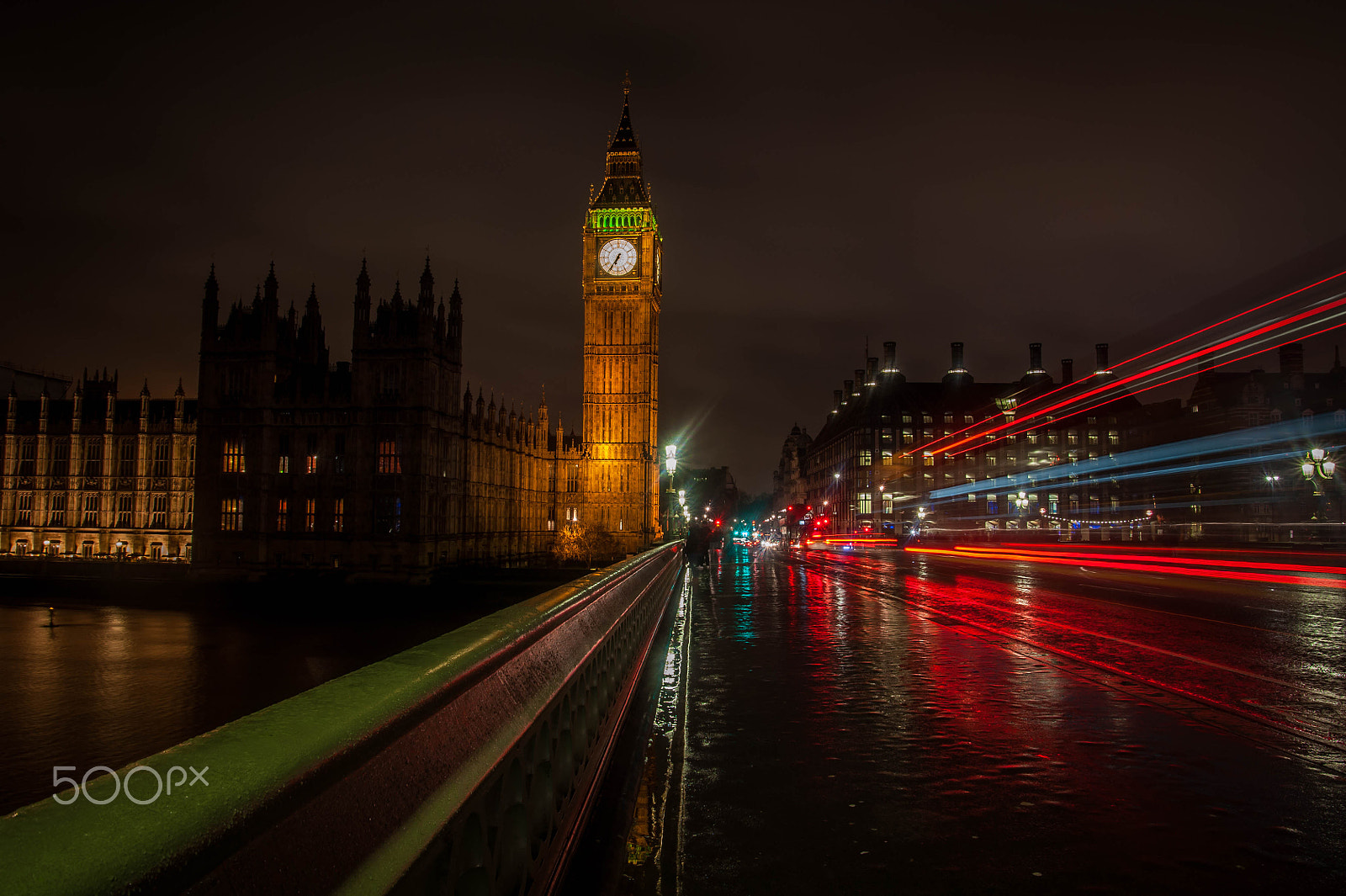 Nikon D700 sample photo. Big ben with light trails from westminster bridge photography