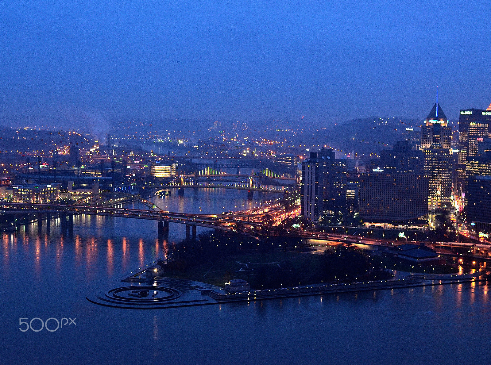 Nikon D5100 sample photo. Pittsburgh dawn--looking up the allegheny river photography