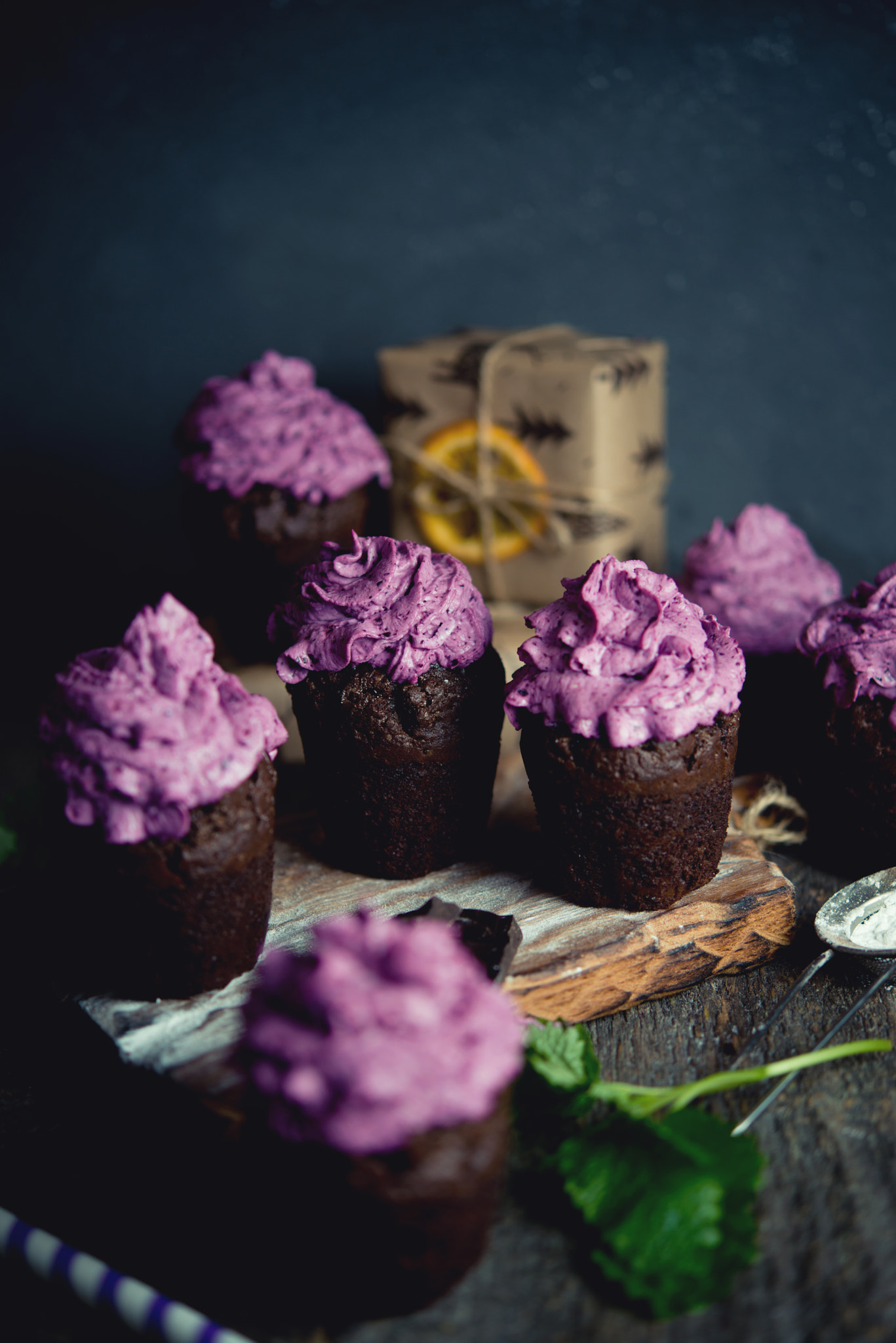 Nikon D800 + Nikon AF-S Micro-Nikkor 60mm F2.8G ED sample photo. Chocolate muffins with bilberry photography