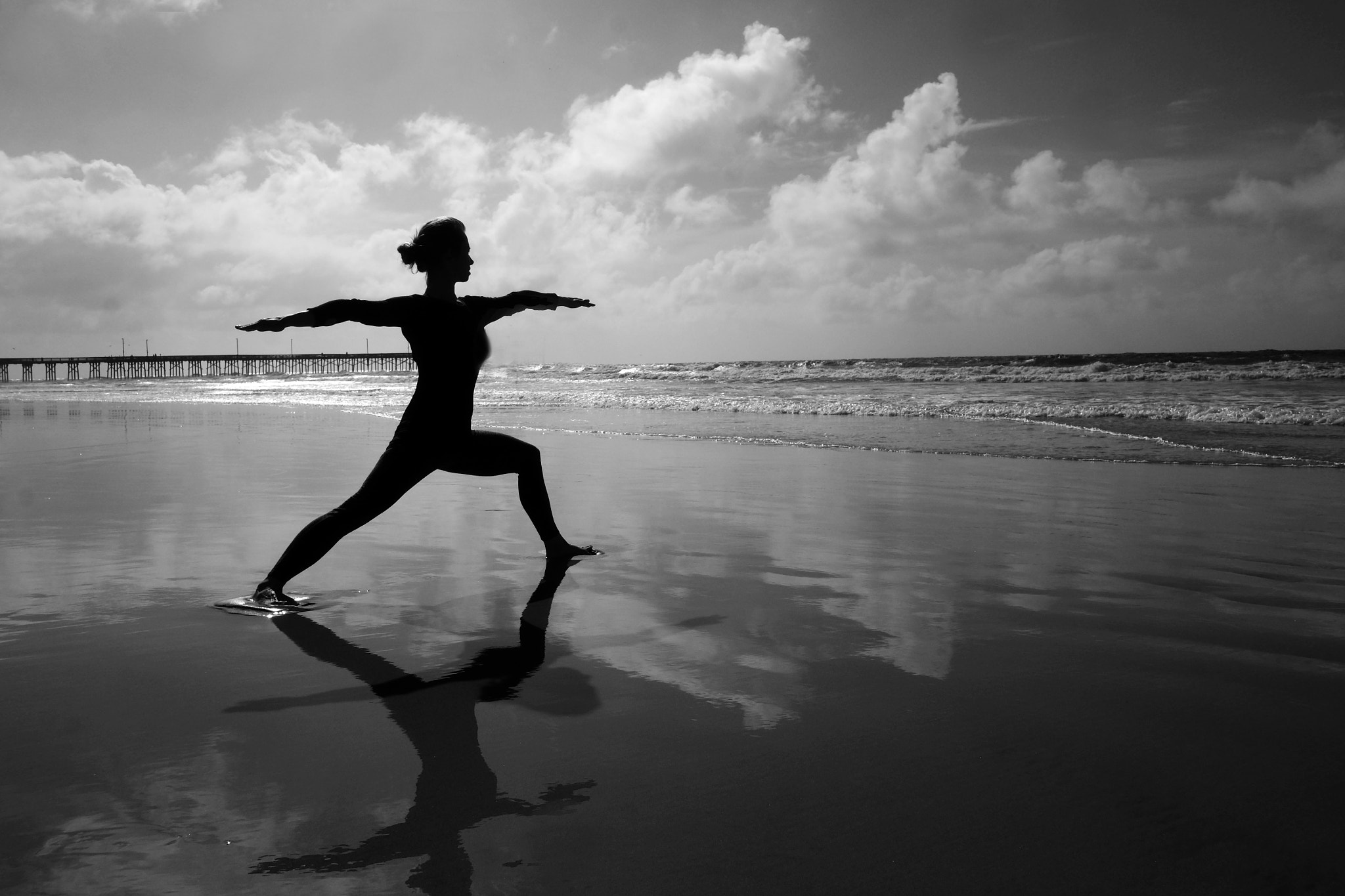 Fujifilm X-T1 sample photo. Woman practicing yoga on beach photography