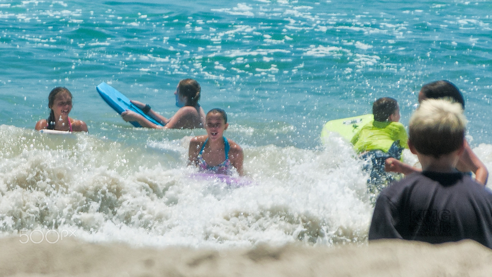 Nikon D70s sample photo. Boogie board kids at play o photography