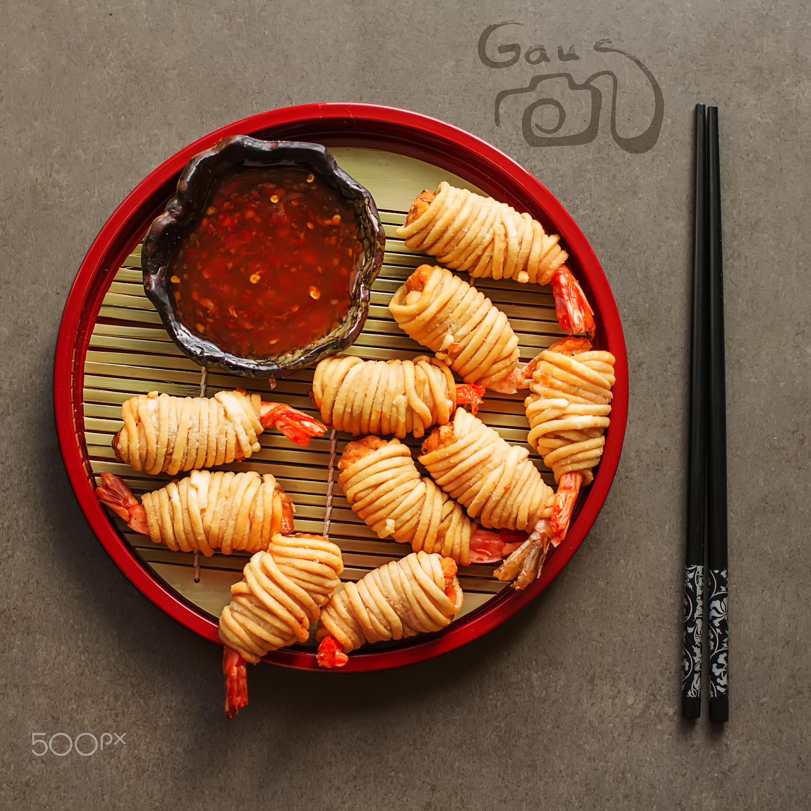Canon EOS 7D sample photo. Fried rolls with prawns, served with sweet chili sauce and chops photography