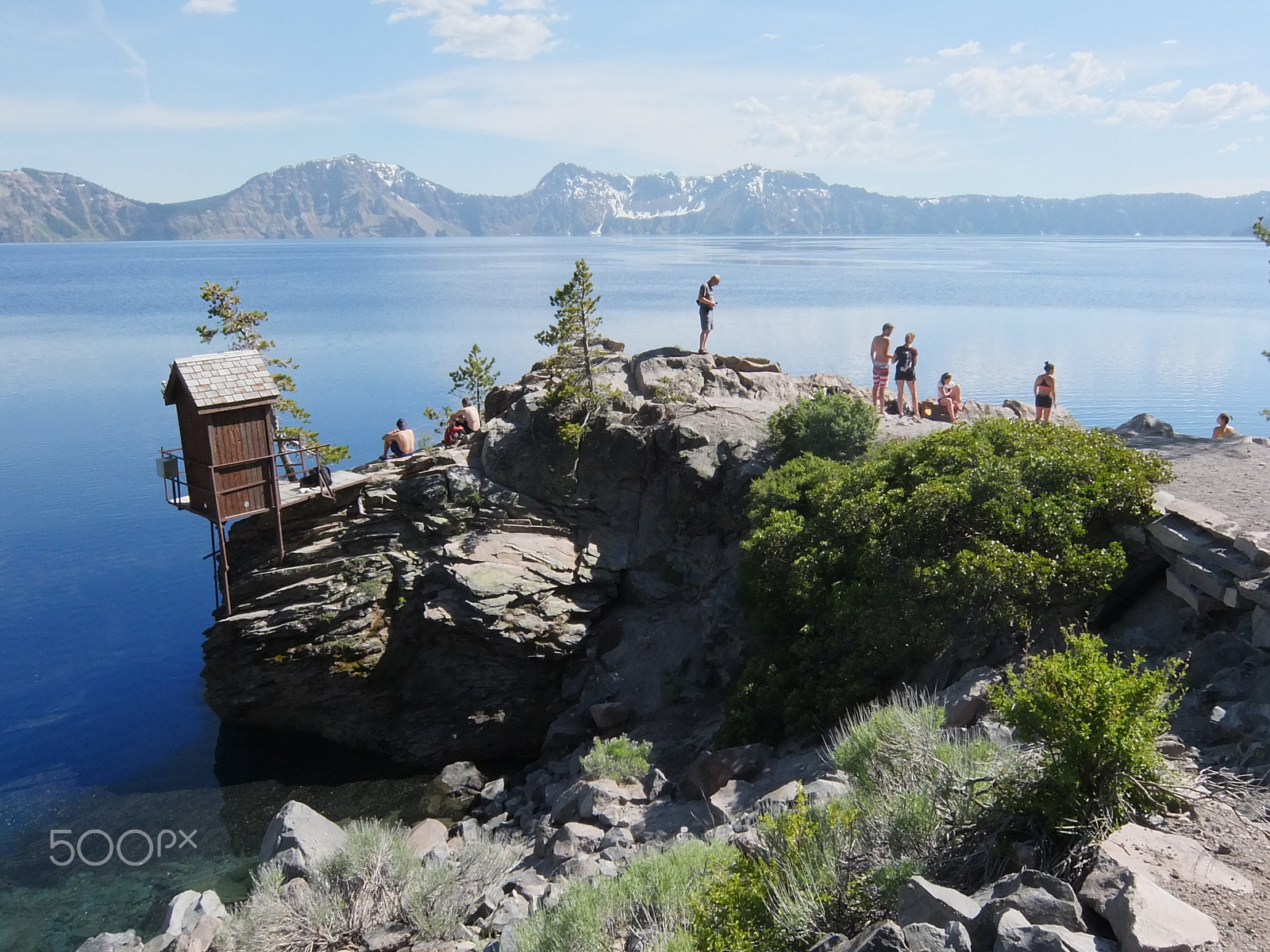 Fujifilm XF1 sample photo. Divers at crater lake i photography