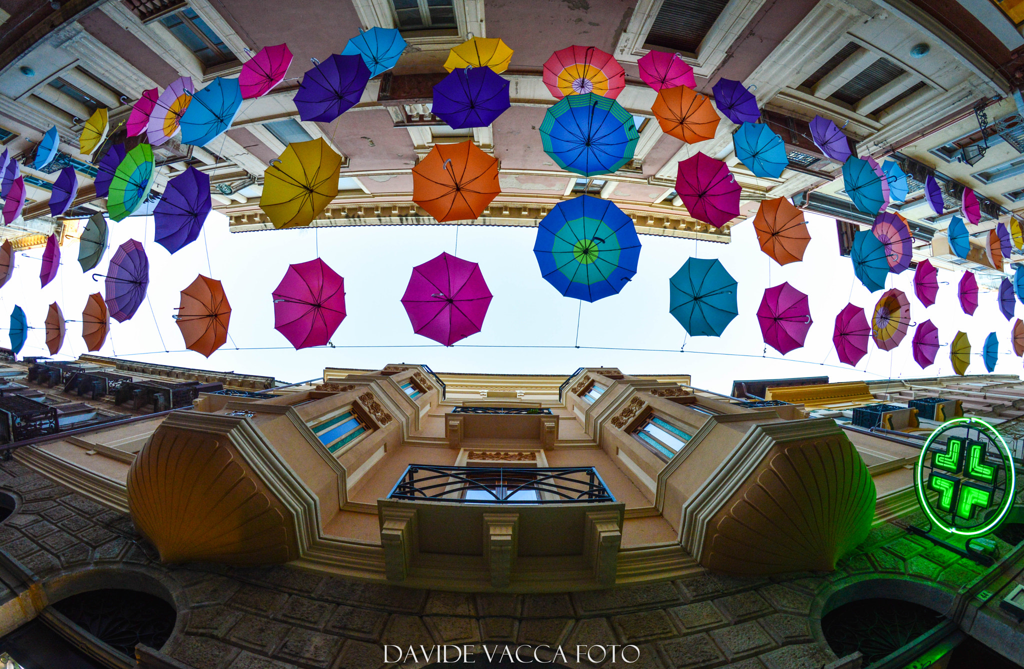 Nikon D3200 + Samyang 8mm F3.5 Aspherical IF MC Fisheye sample photo. Umbrella decoration photography