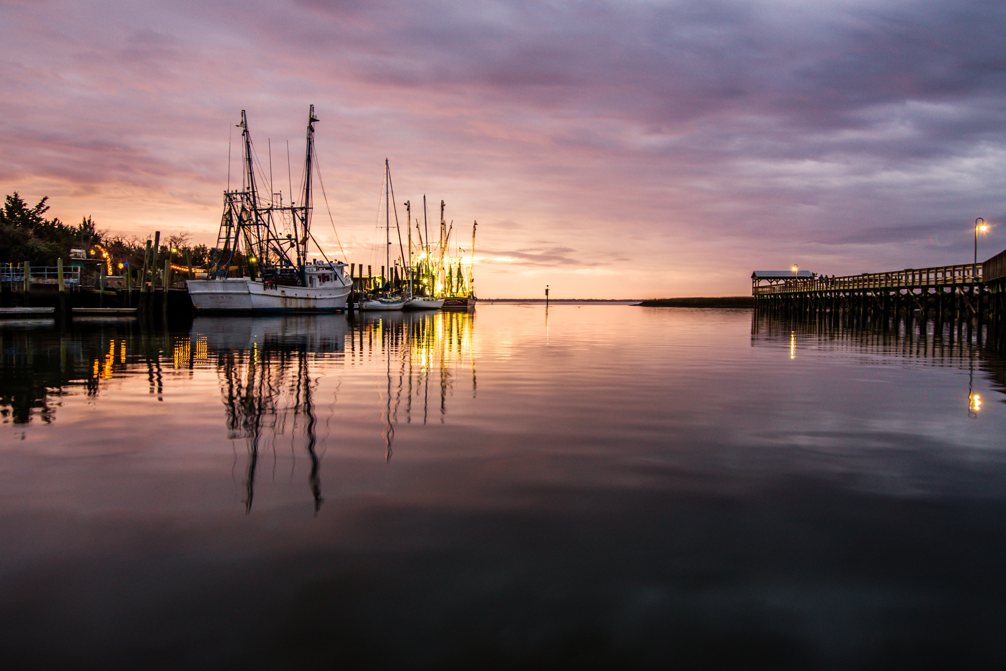Tokina AT-X 16-28mm F2.8 Pro FX sample photo. Shem creek at sunset photography