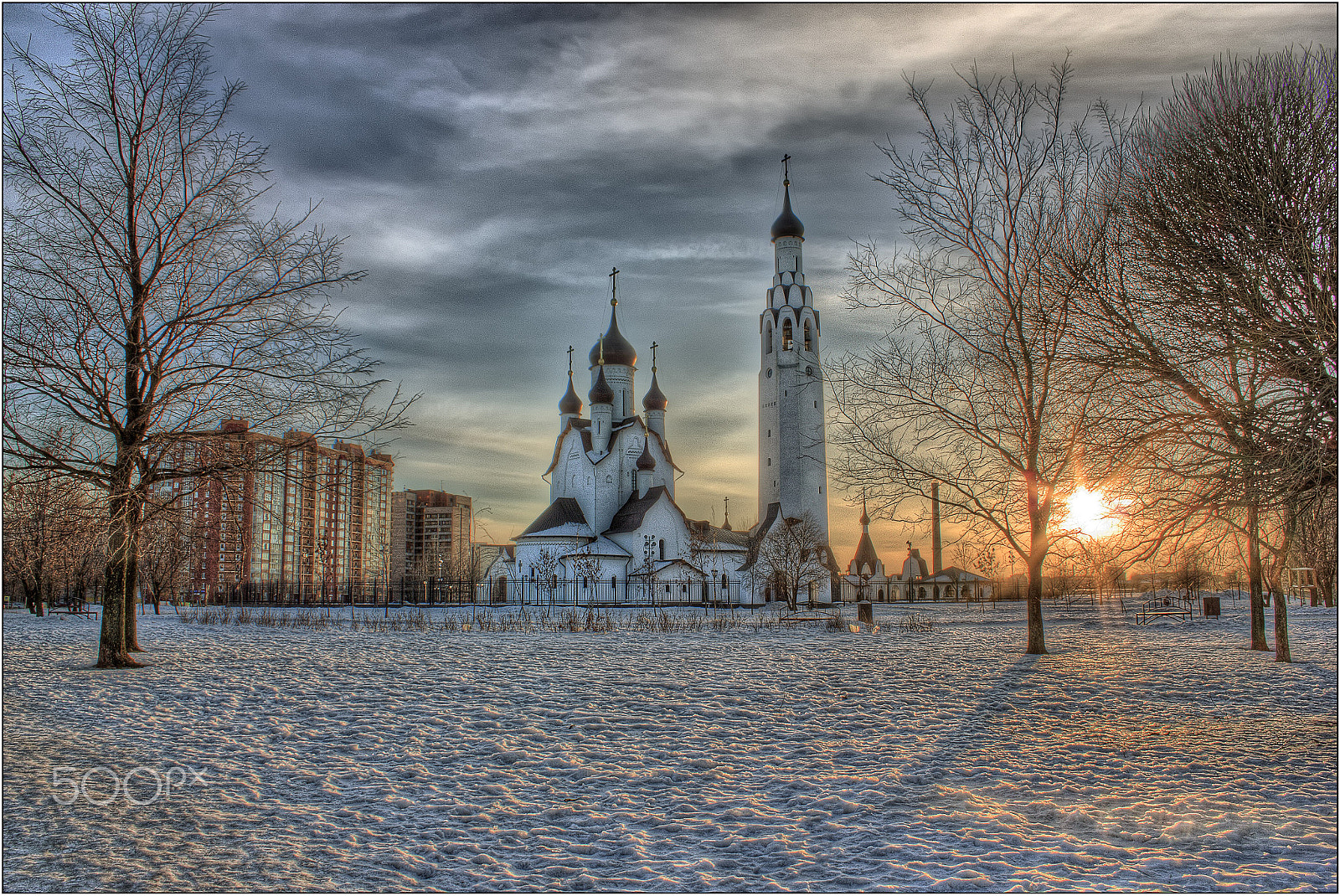 18.00 - 55.00 mm sample photo. Church and sunset photography