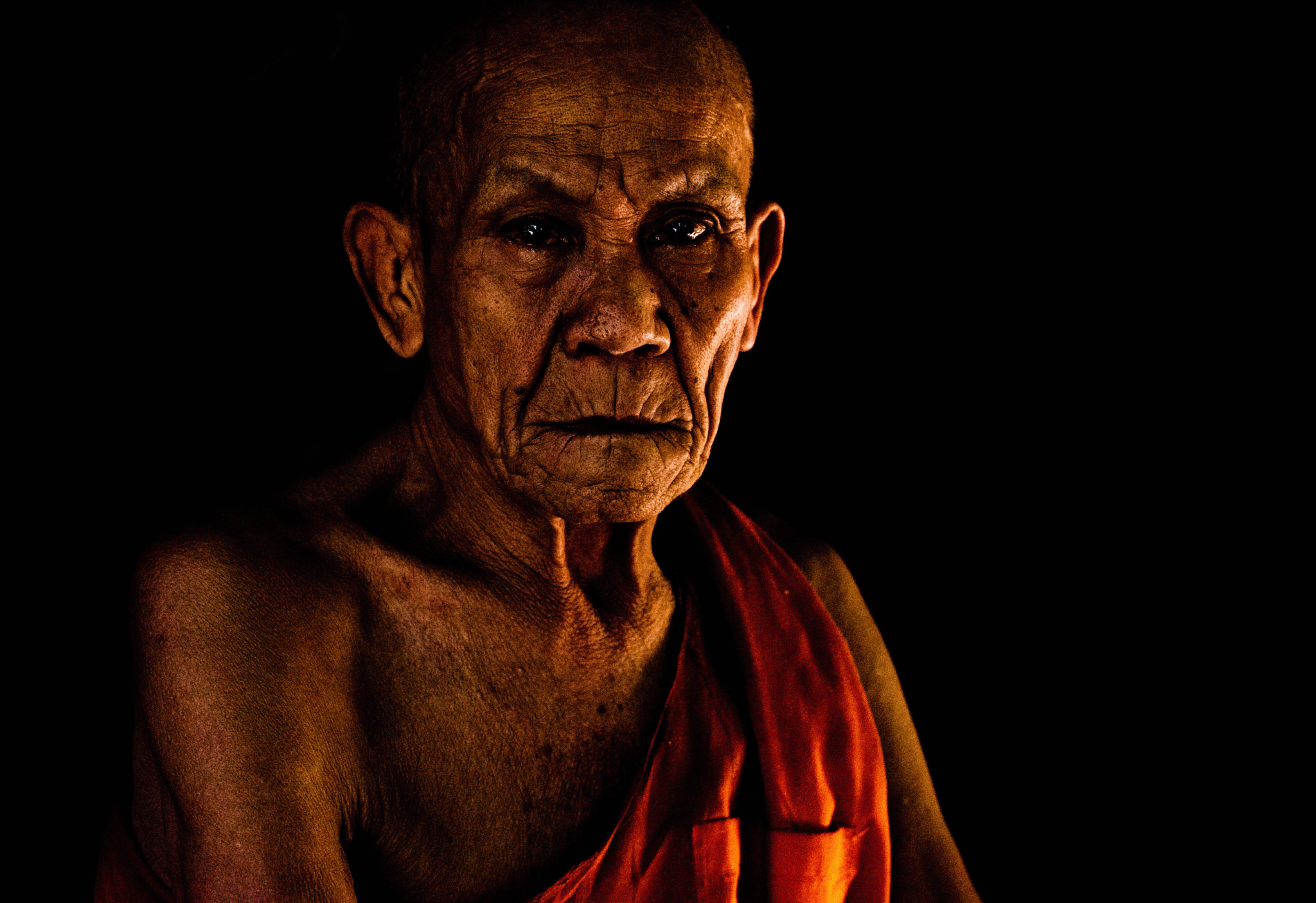 Nikon D800E sample photo. Portrait of an old buddhist monk photography