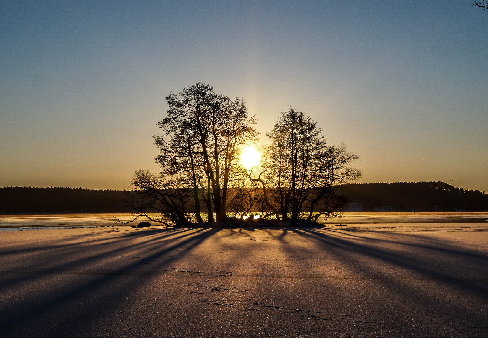 Sony Alpha NEX-3N + E 50mm F1.8 OSS sample photo. Frozen sunset photography