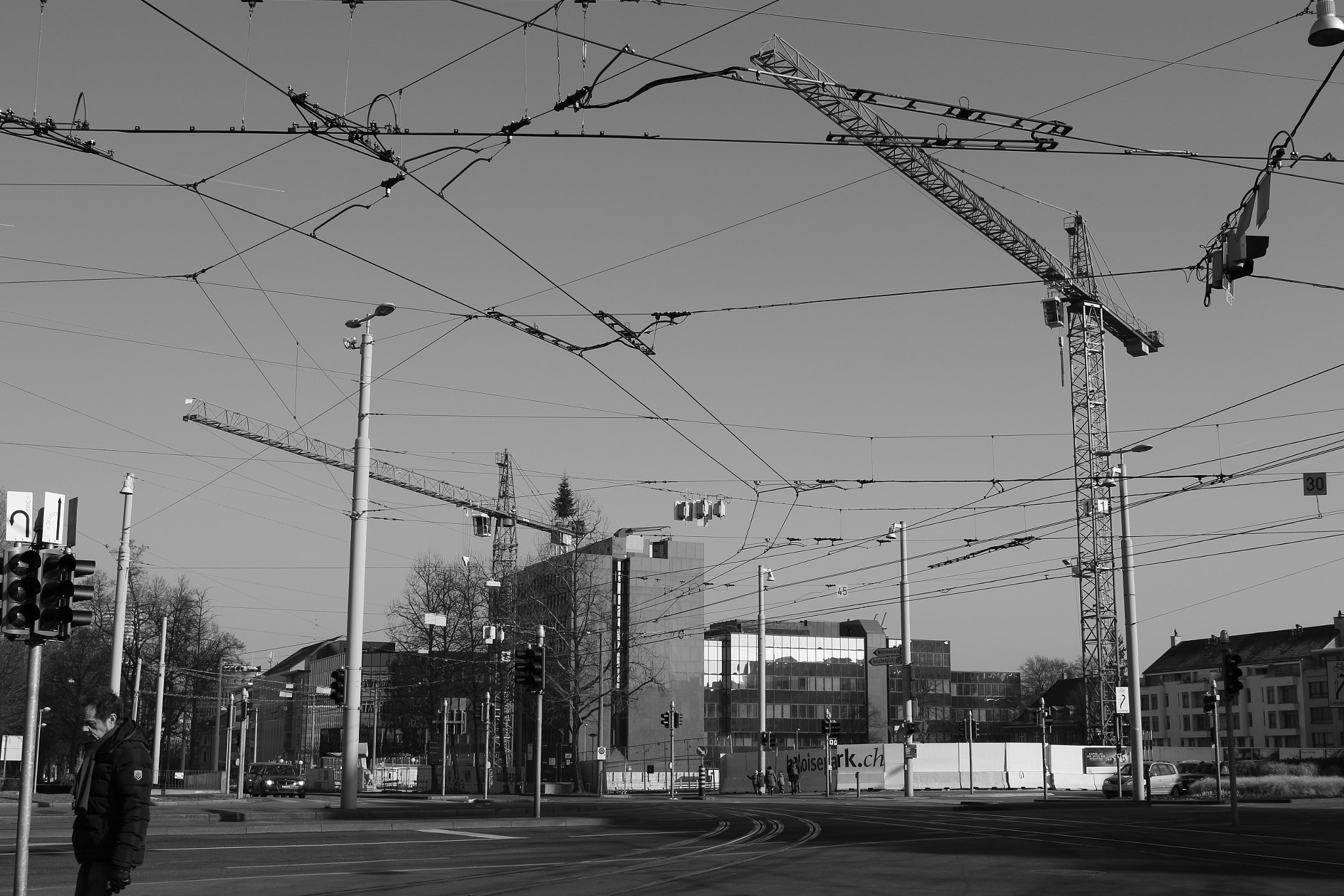 Canon EF-S 24mm F2.8 STM sample photo. Tram lines in black and white photography