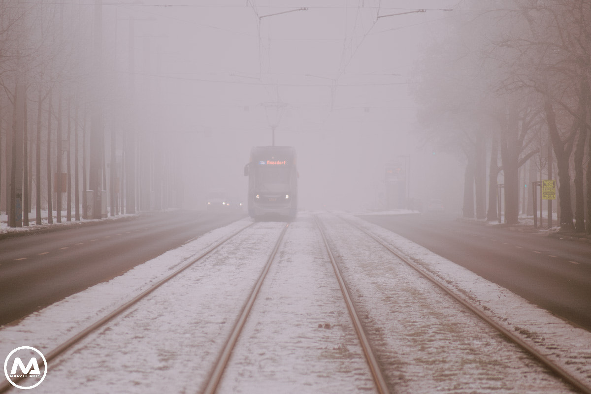 Canon EF 80-200mm F4.5-5.6 II sample photo. Foggy tram photography