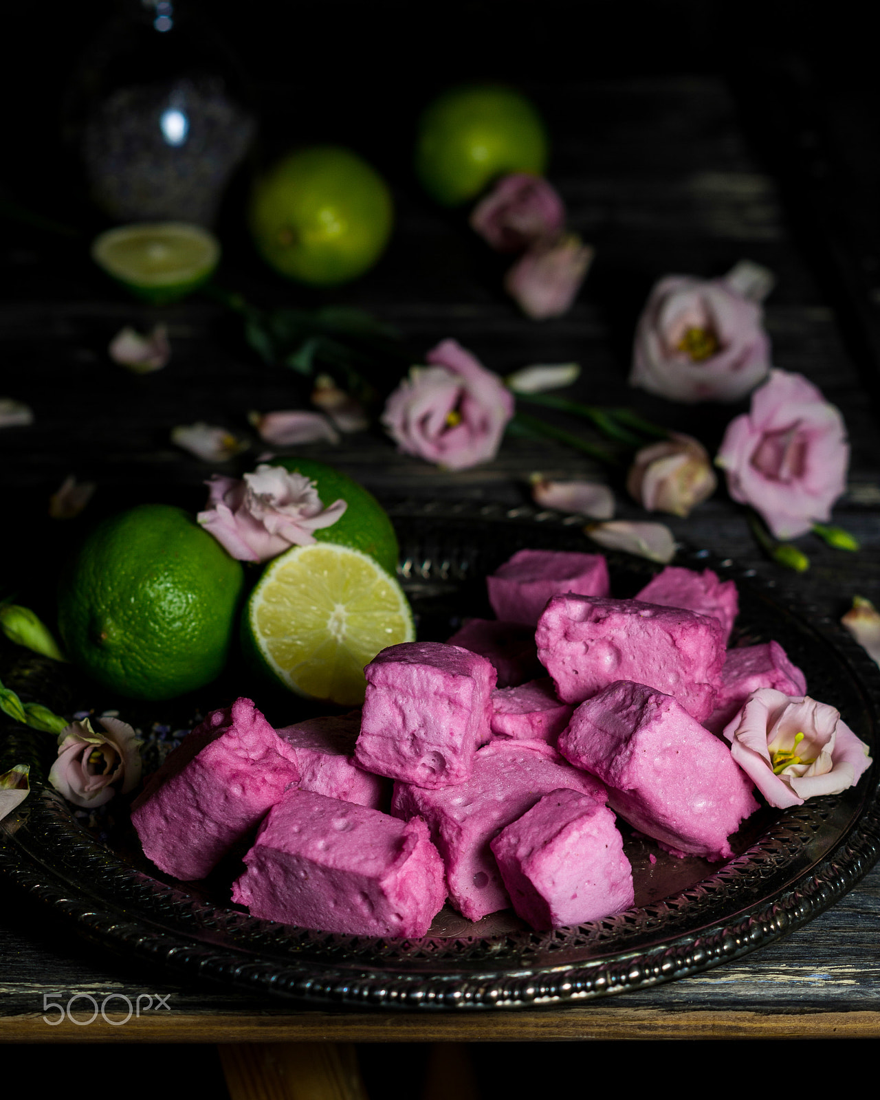 Pentax K-30 + Pentax smc DA 50mm F1.8 sample photo. Lavender and lime flavoured marshmallows photography