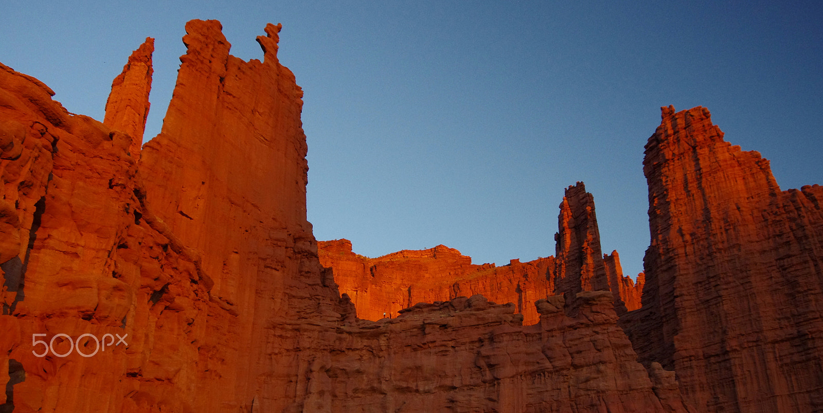 Pentax K-5 sample photo. Ancient art at fisher towers near sunset photography