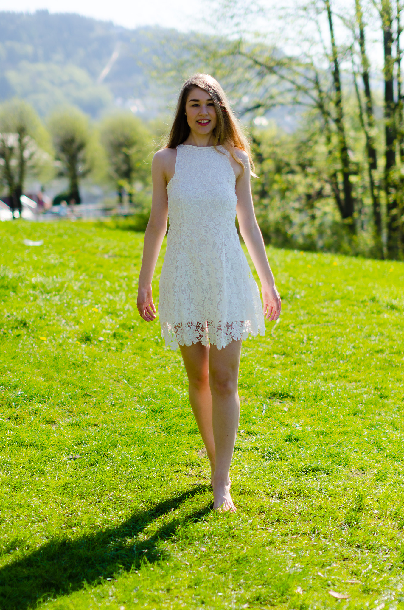 Nikon D7000 sample photo. Beautiful girl in white dress in the park photography