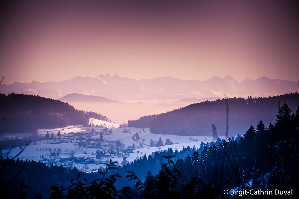 AF Zoom-Nikkor 80-200mm f/2.8 ED sample photo. View from a black forest village to the alpes in switzerland photography