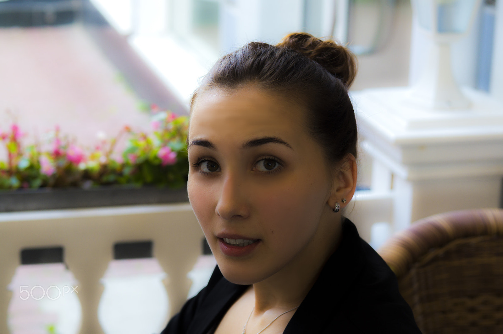 Sony SLT-A58 + Sony 50mm F1.4 sample photo. Portrait of young business woman sitting at the cafe photography