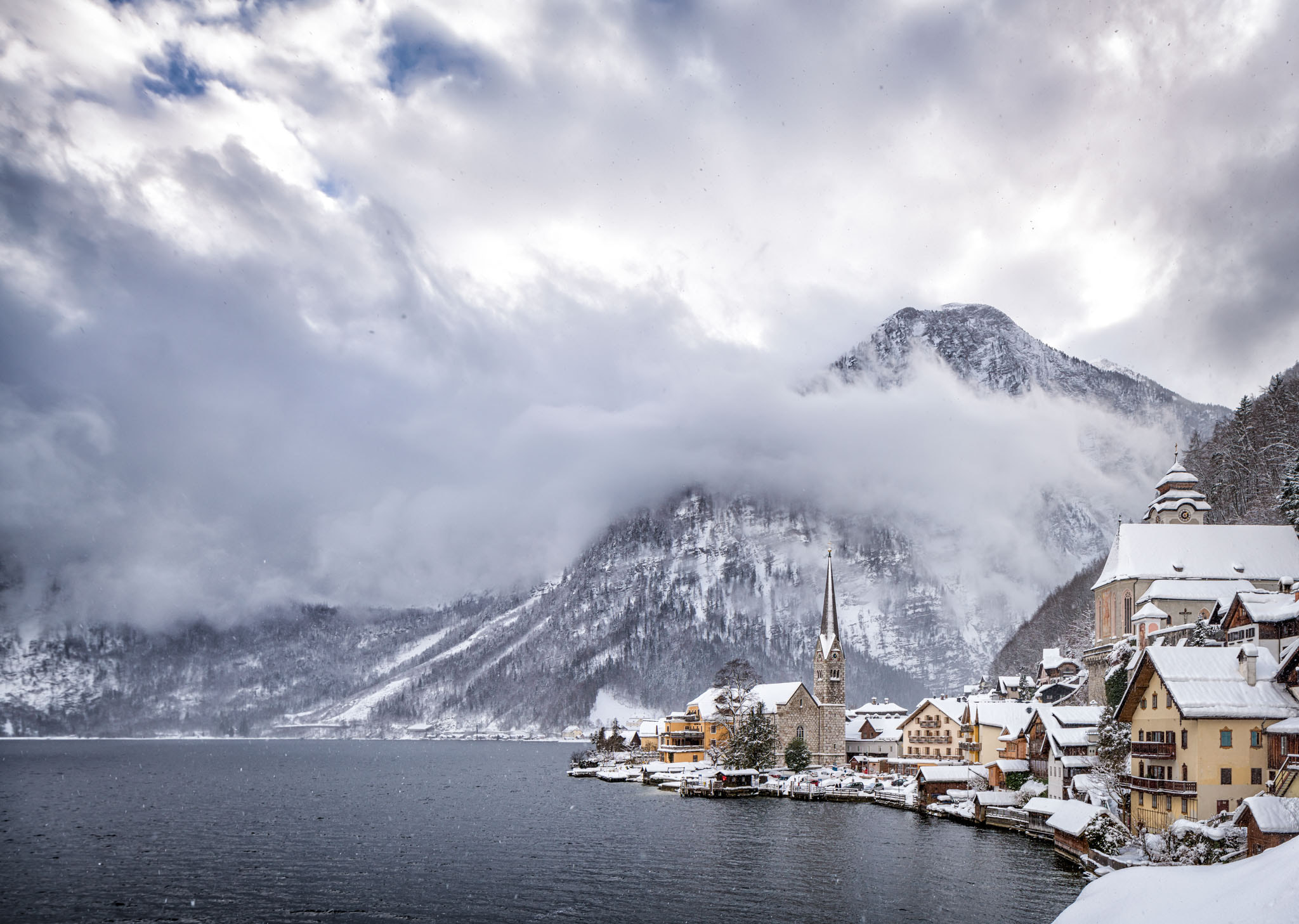 Sony a7R II sample photo. Hallstatt in winter photography