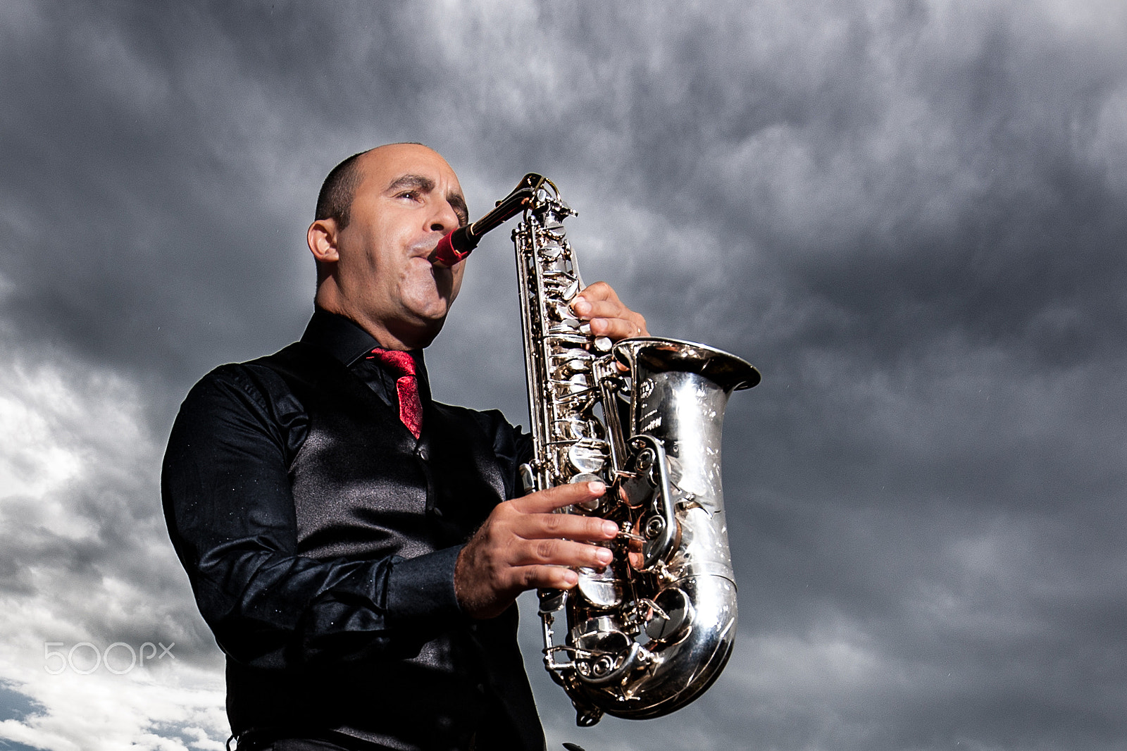 Canon EOS-1Ds Mark III sample photo. Sax in the clouds photography