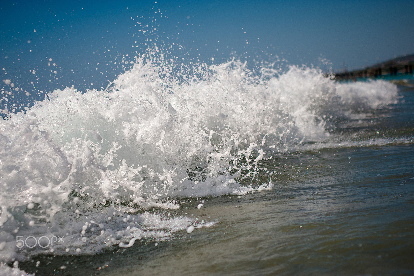 Nikon D700 + Sigma 24-70mm F2.8 EX DG Macro sample photo. Tropical sunset background. beautiful colorful ocean wave breaking closing near sand beach photography