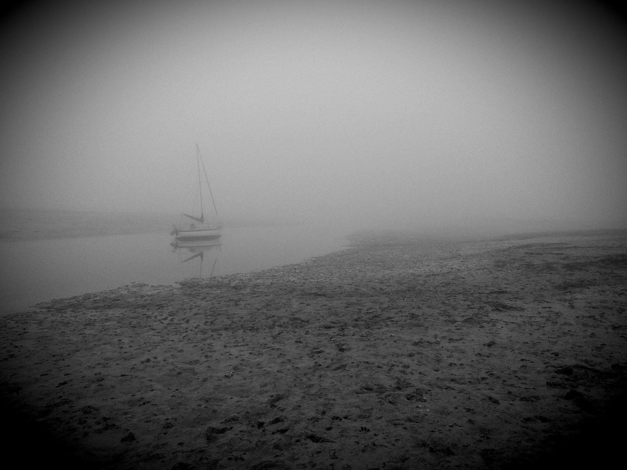 Olympus PEN-F sample photo. Boat fog tide photography