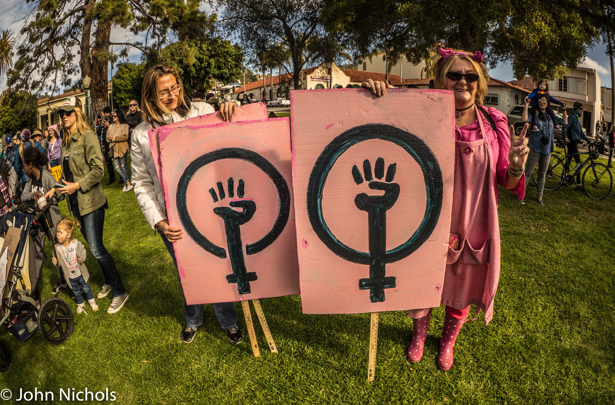 Sony a7R + FE 16mm F3.5 Fisheye sample photo. Women's march on washington in ventura, california photography