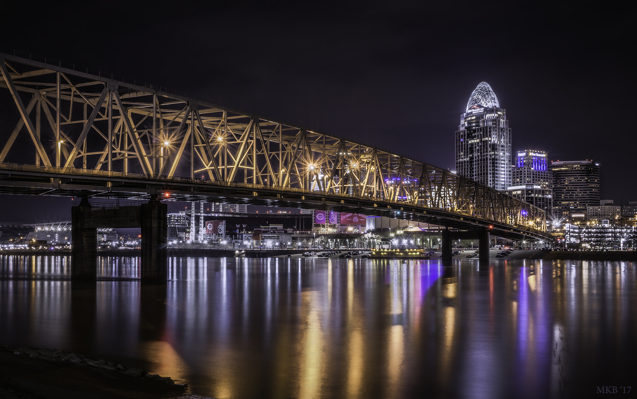 Canon EF-S 24mm F2.8 STM sample photo. Cincinnati at night photography