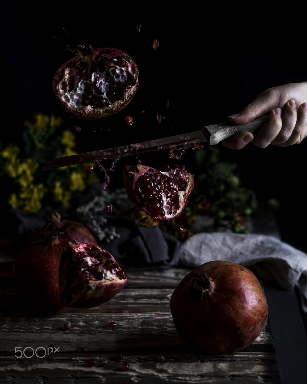 Pentax K-30 + Pentax smc DA 50mm F1.8 sample photo. Pomegranate in motion photography