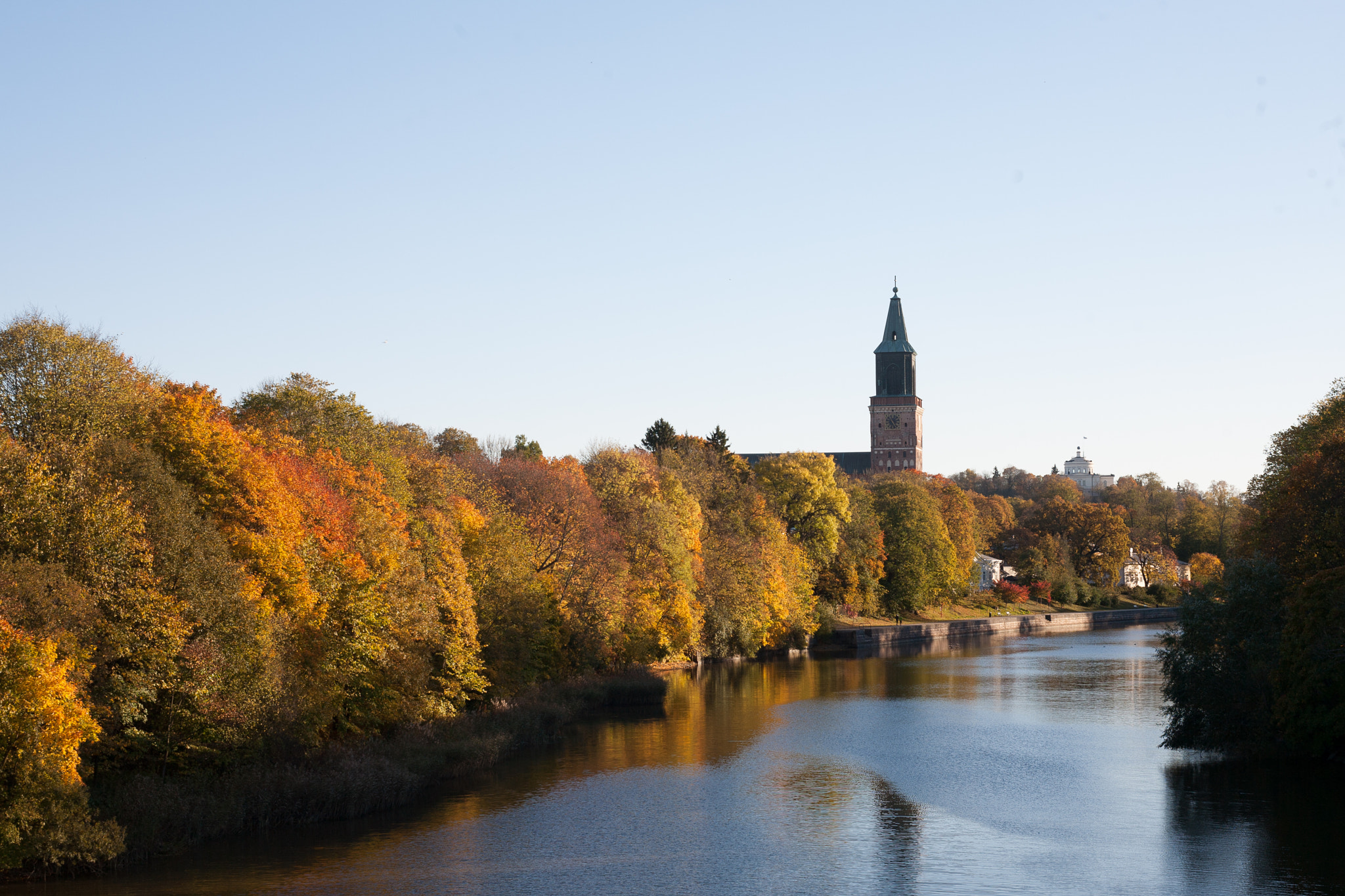 Canon EOS 5D sample photo. Aura river landscape and turku cathedral photography