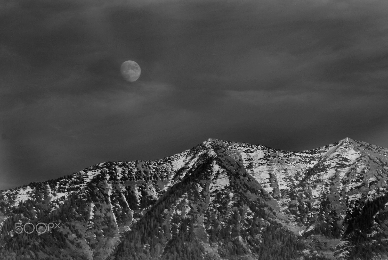 Nikon D3000 sample photo. Moon and mountain photography