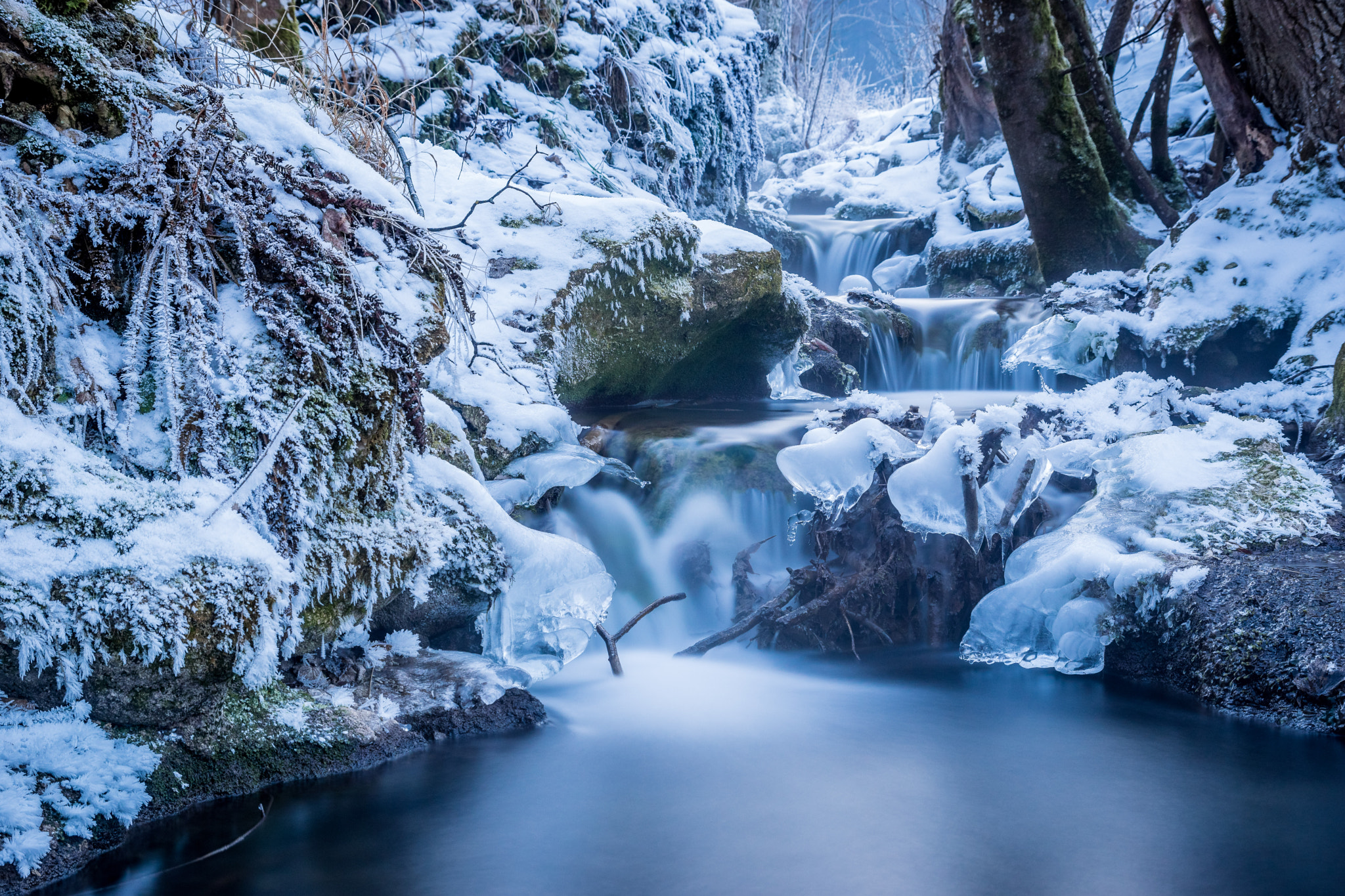 Sony ILCA-77M2 sample photo. Frozen stream. photography