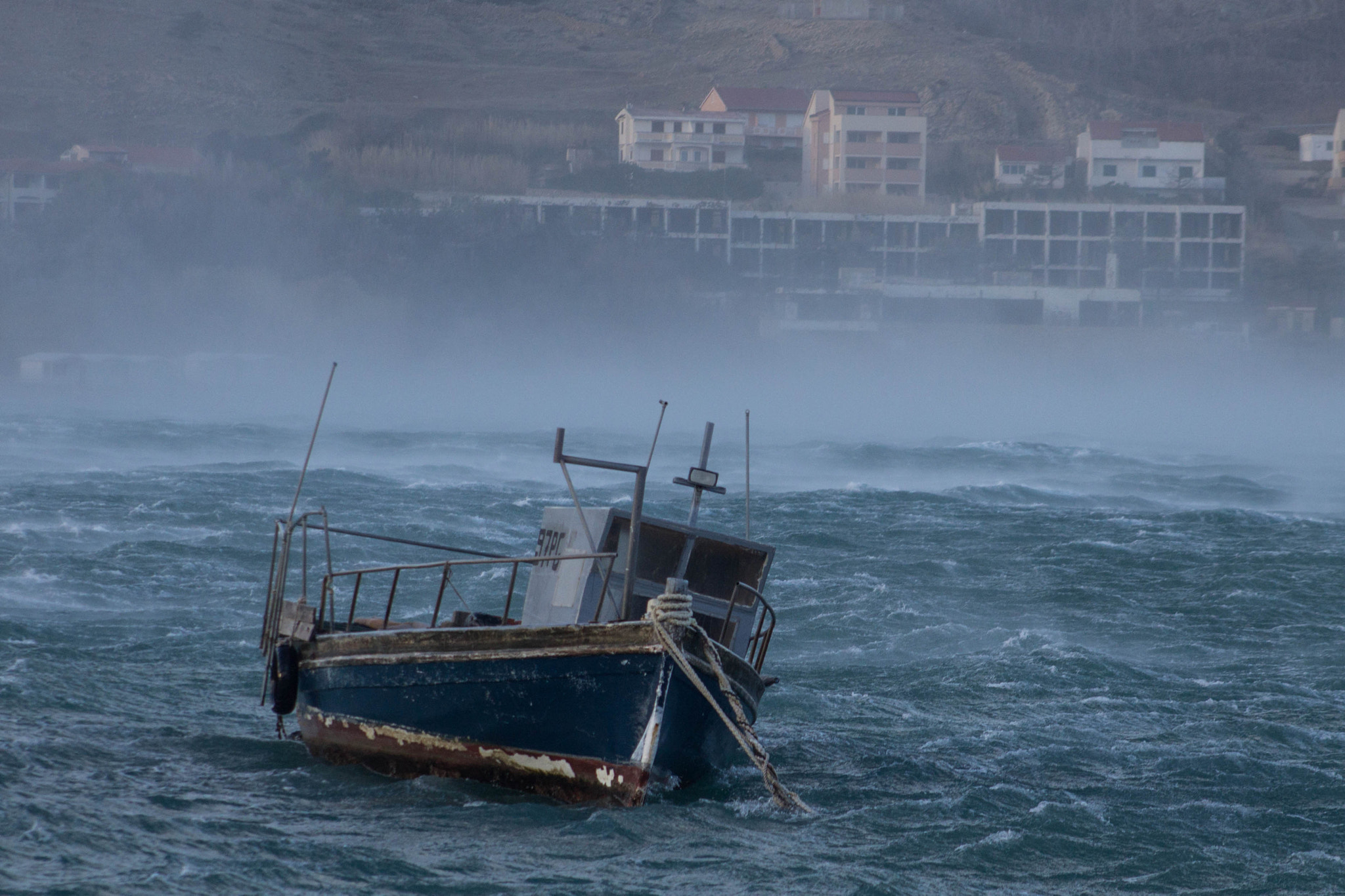Canon EF 75-300mm f/4-5.6 USM sample photo. Blue boat white air photography