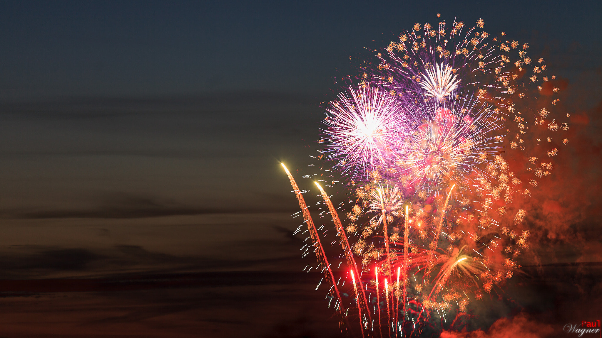 Canon EOS 5D Mark II + Canon EF 300mm F2.8L IS USM sample photo. Firework at sunset photography