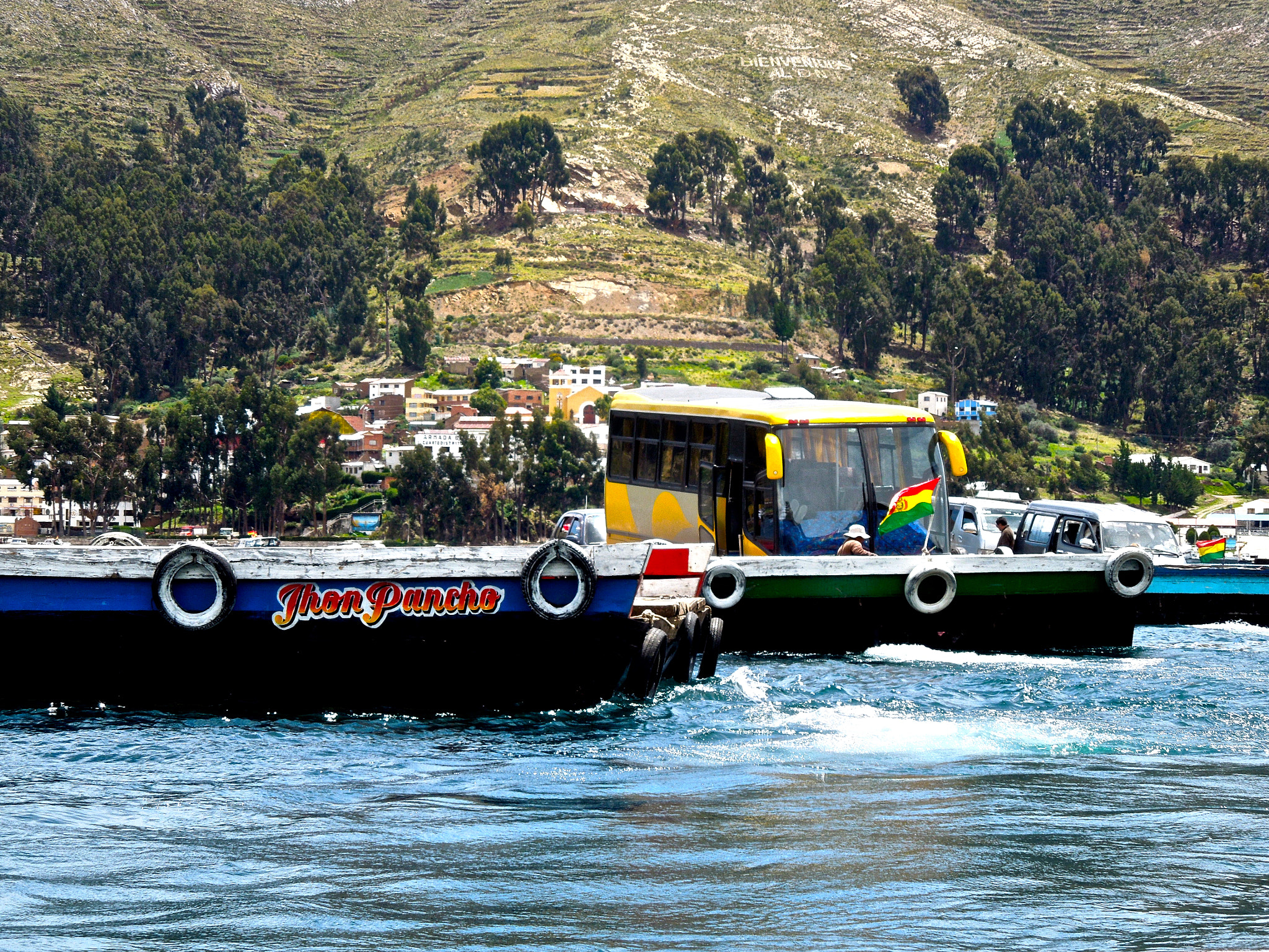 Nikon Coolpix S8200 sample photo. Bus crossing the lake photography