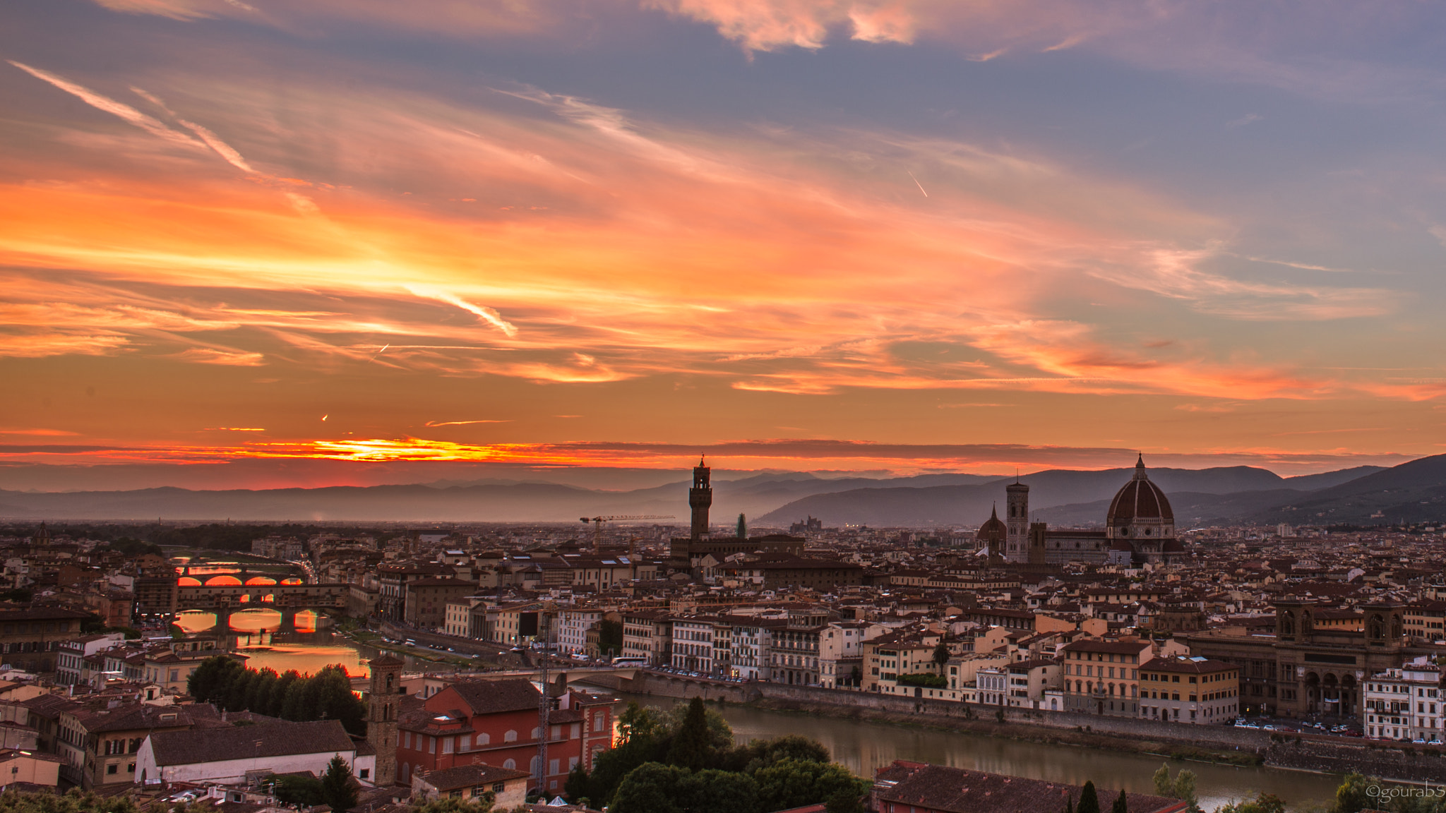 Nikon D610 + Nikon AF Nikkor 24mm F2.8D sample photo. Sunset over florence photography