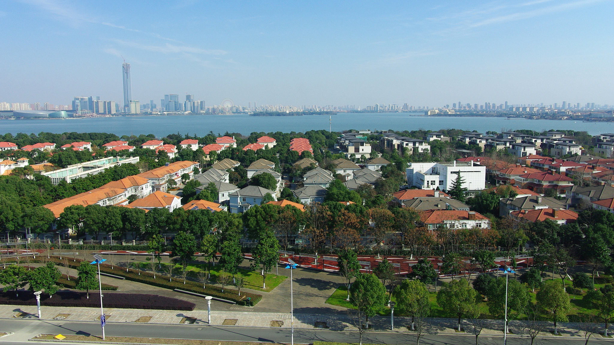 Pentax K200D + Pentax smc DA 16-45mm F4 ED AL sample photo. View over jinji lake, suzhou indistrial park photography