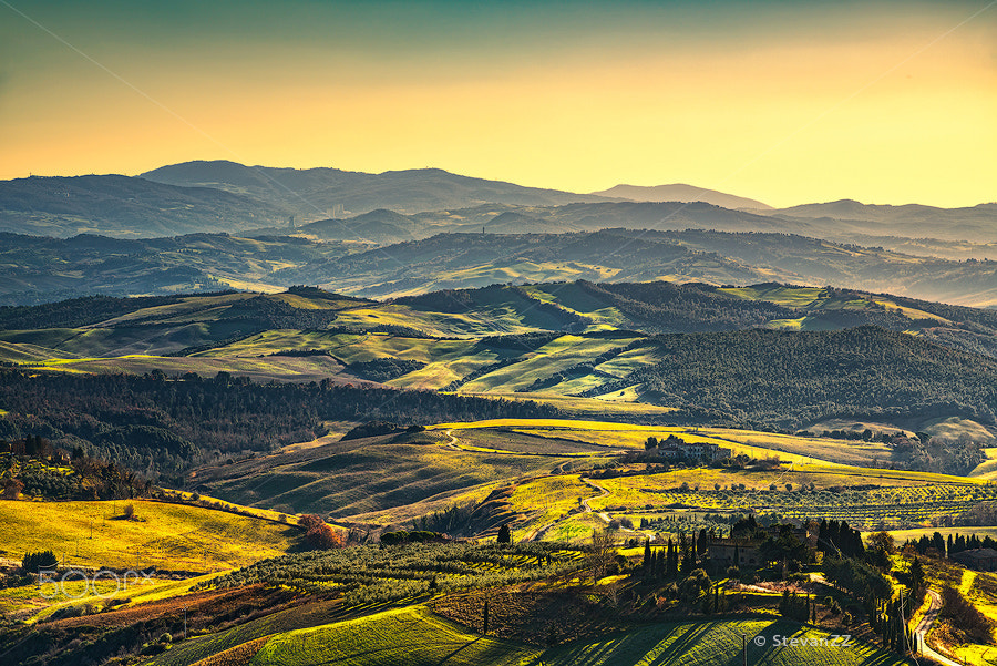 Sony a7R II + Canon EF 24-105mm F4L IS USM sample photo. Tuscany winter panorama, italy photography