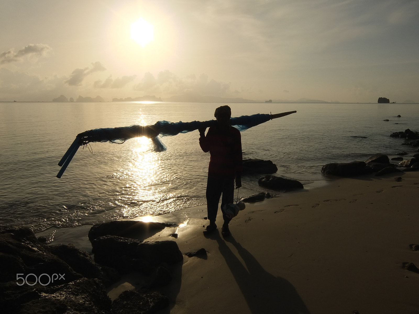 Fujifilm XF1 sample photo. Fisherman with net photography