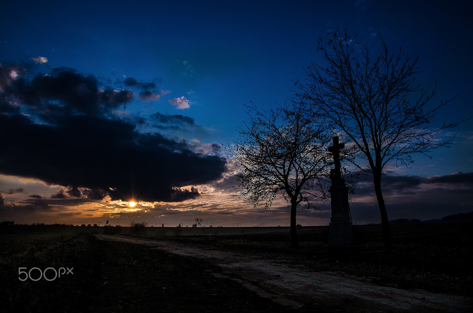 Pentax K-50 sample photo. Sunset tree and cross.jpg photography