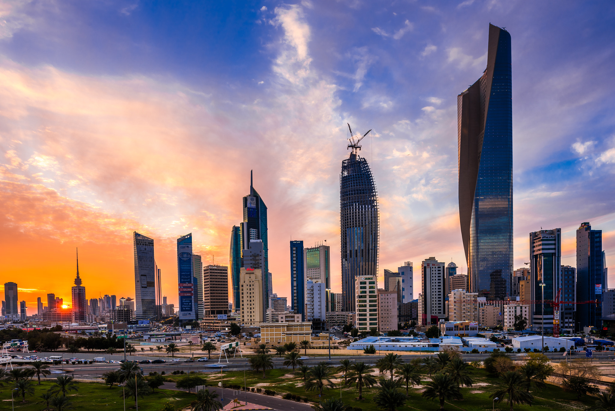 Nikon D810 + Nikon PC-E Nikkor 24mm F3.5D ED Tilt-Shift sample photo. Sunset in kuwait photography