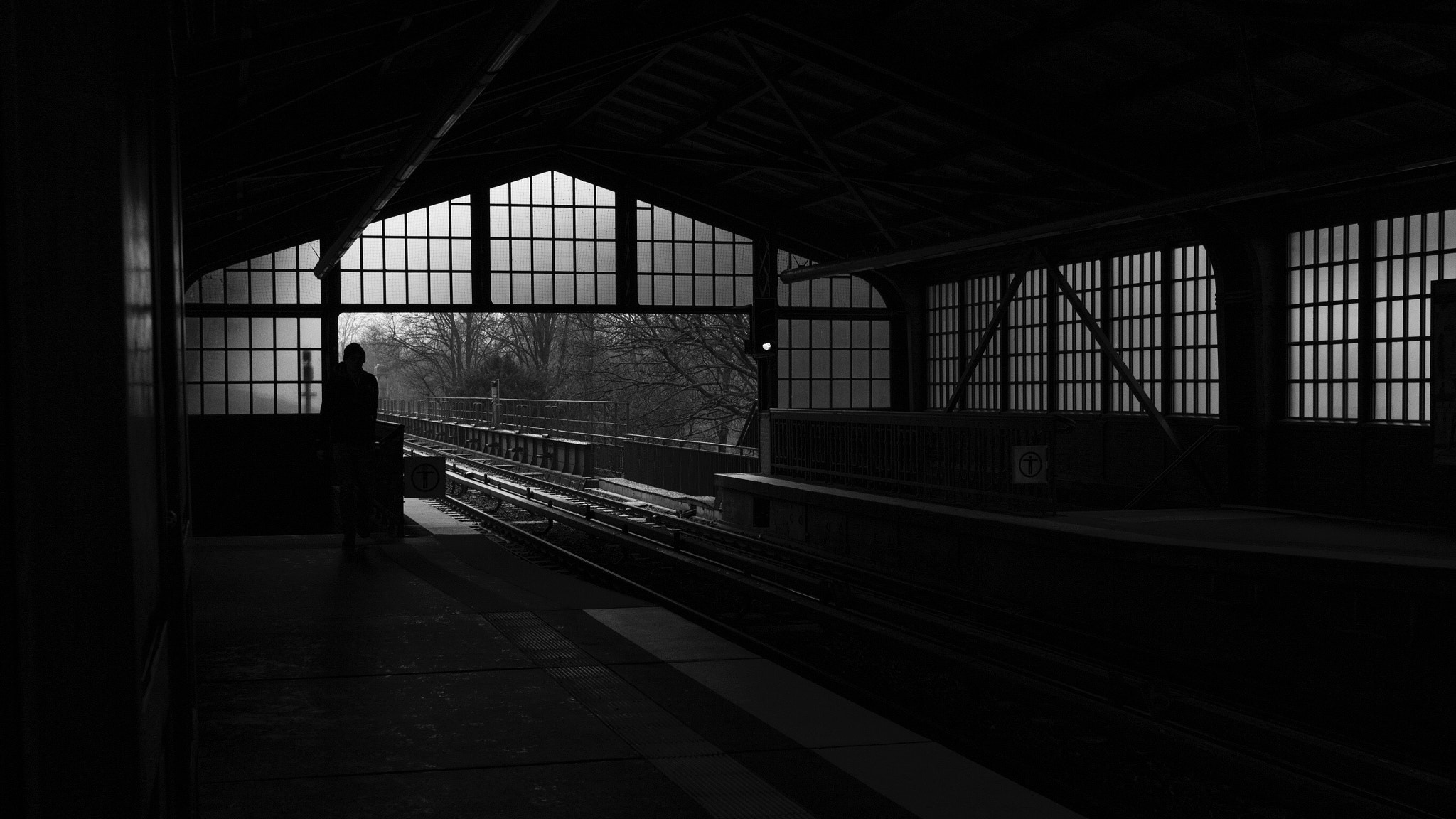 Sony FE 28mm F2 sample photo. Foggy trainstation photography