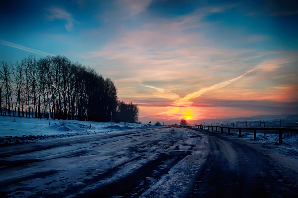 sunrise and X cross in the sky