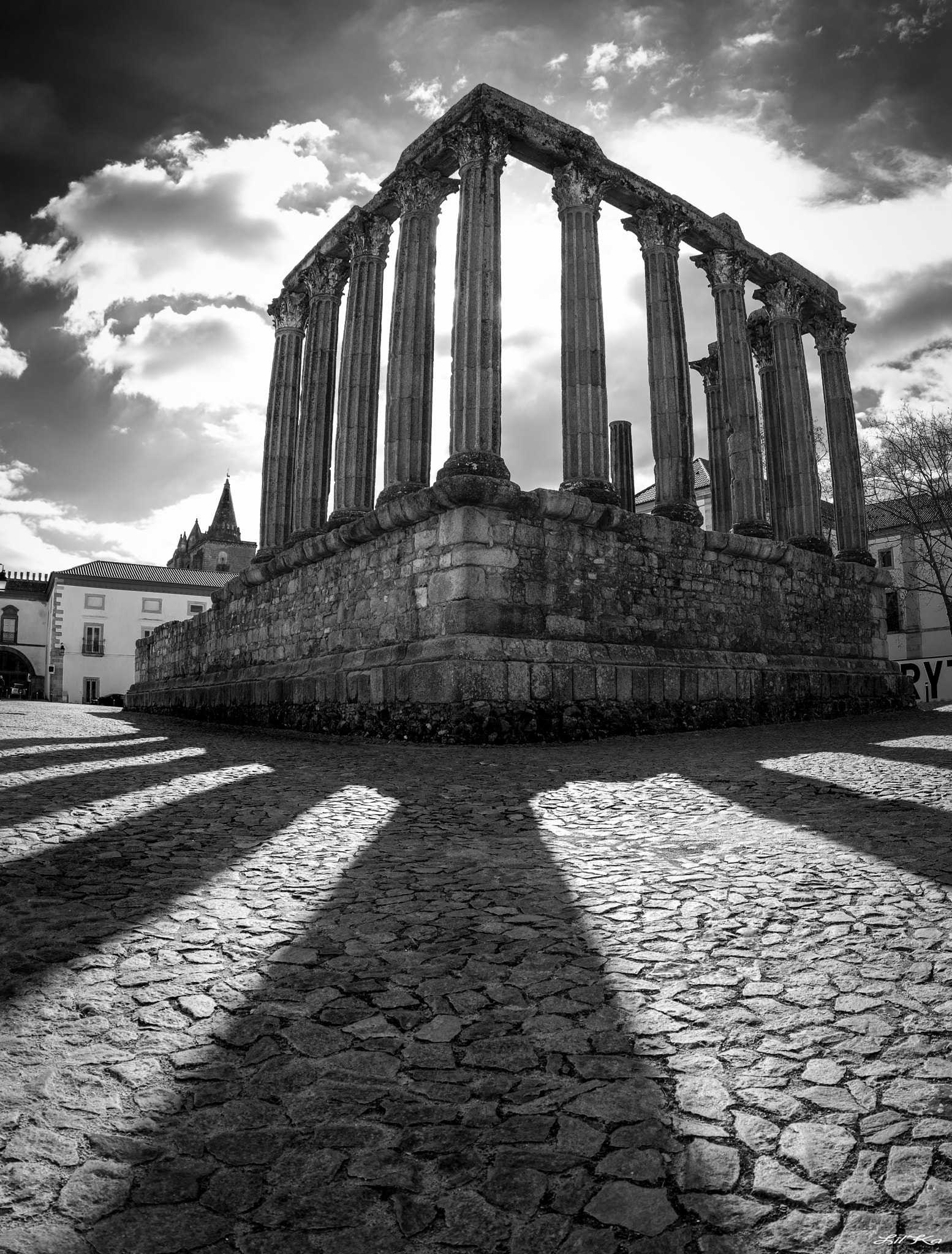 Nikon D610 + Sigma 15mm F2.8 EX DG Diagonal Fisheye sample photo. The roman temple of Évora photography