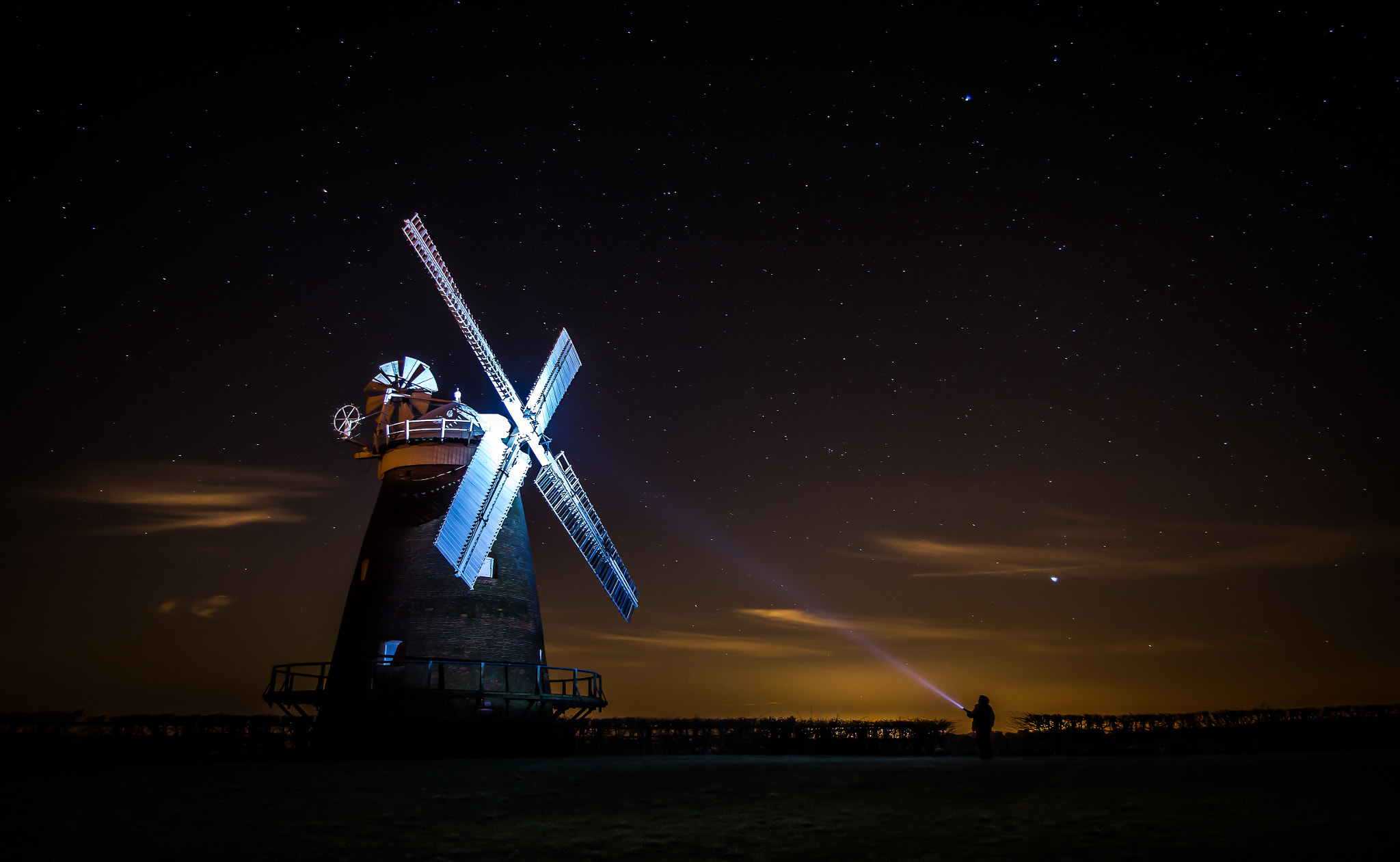 Pentax K-500 sample photo. Windmill at night photography