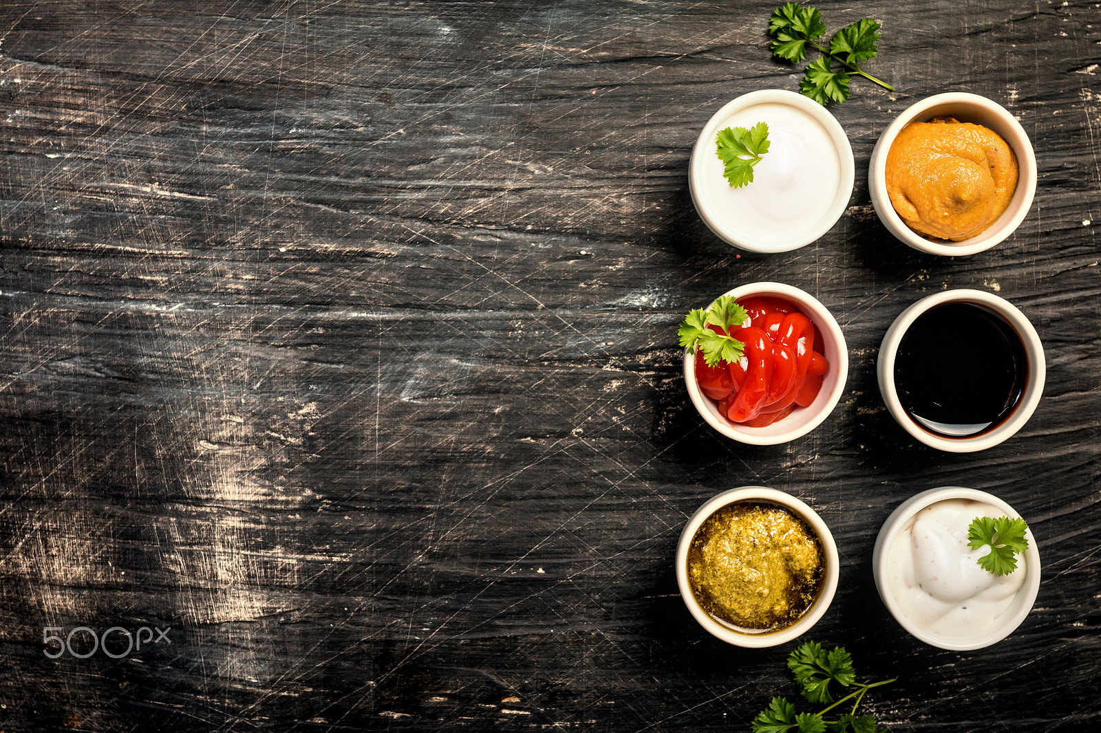 Canon EOS 70D + Sigma 35mm F1.4 DG HSM Art sample photo. Bowls of various dip sauces photography