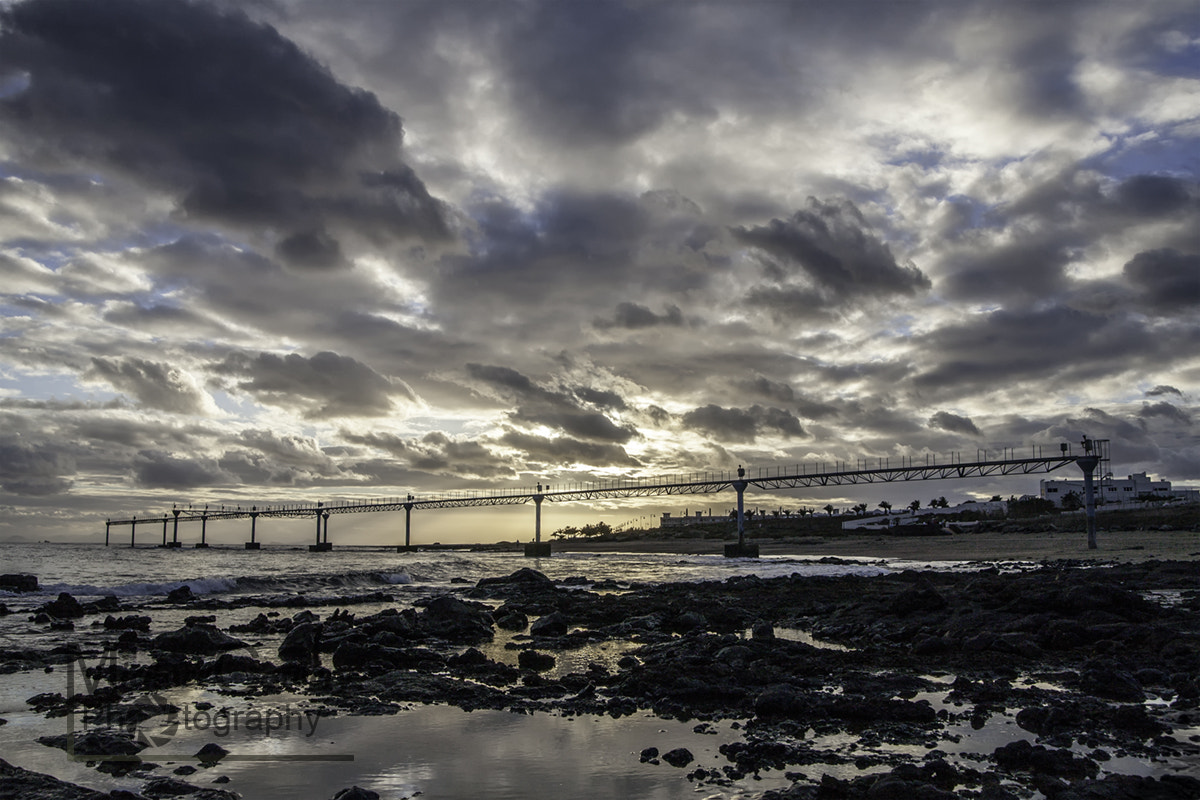 Canon EOS 5D sample photo. Lanzarote approach lights photography