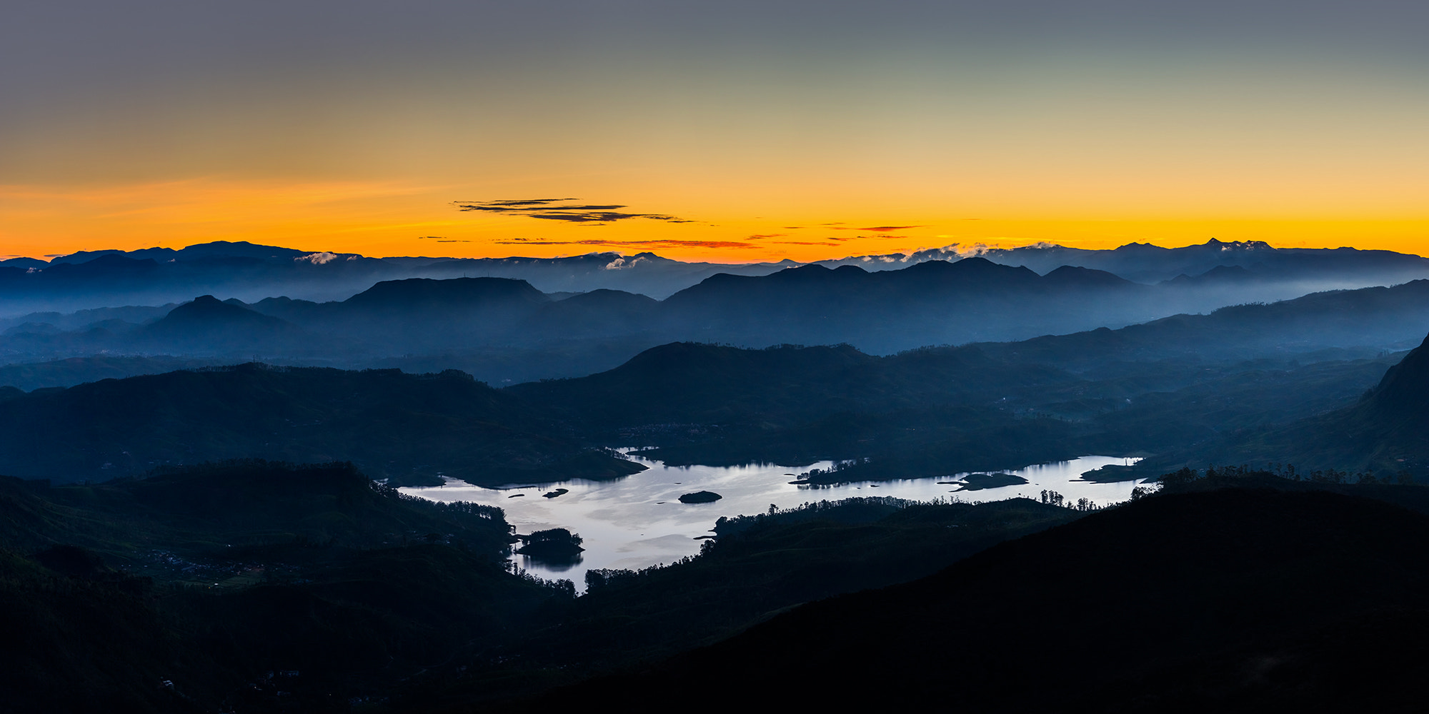 Sony a99 II + Sony 70-400mm F4-5.6 G SSM sample photo. Maskeliya reservoir, view from from adam`s peak. amazing sunrise at adam's peak, or sri pada,... photography