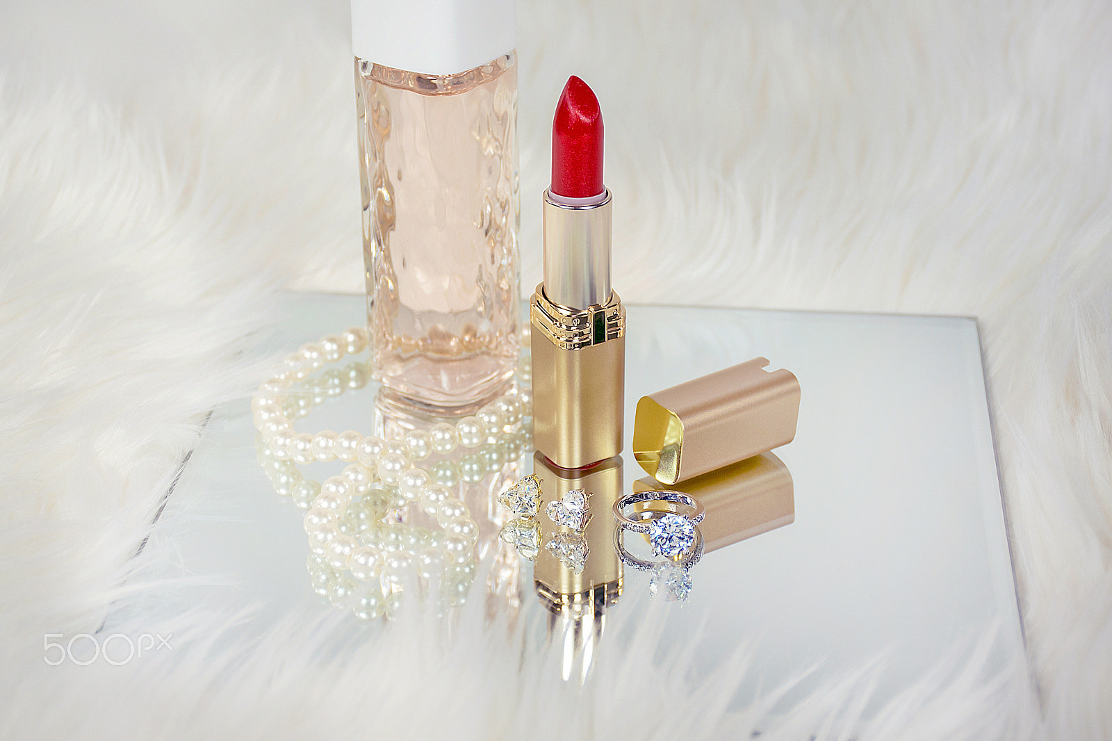 Nikon D750 sample photo. Red lipstick and jewels photography