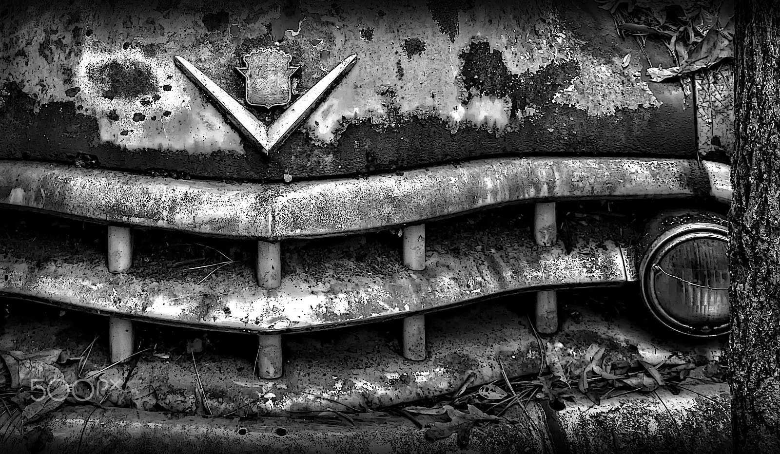 Sony a7R + Sony FE 70-200mm F4 G OSS sample photo. Junkyard 63: cadillac front end photography