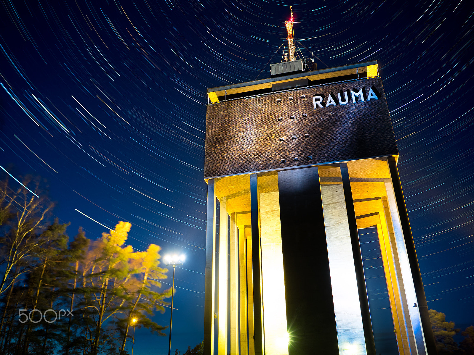 Olympus OM-D E-M5 II sample photo. Startrail over city of rauma photography