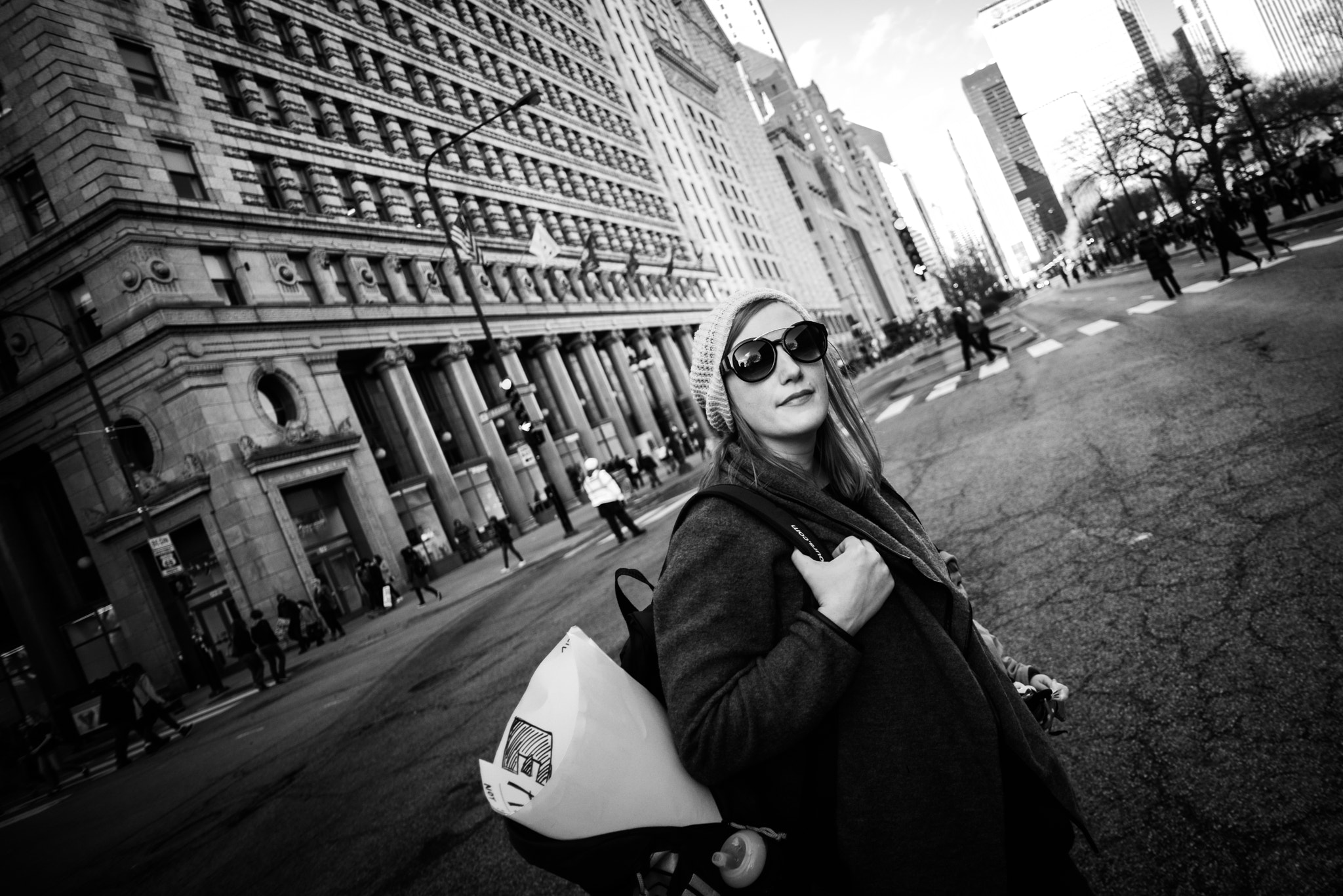 Nikon D800E + AF Nikkor 20mm f/2.8 sample photo. Women's march chicago photography